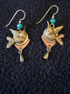 Silver Forest Bird Dangle Earrings